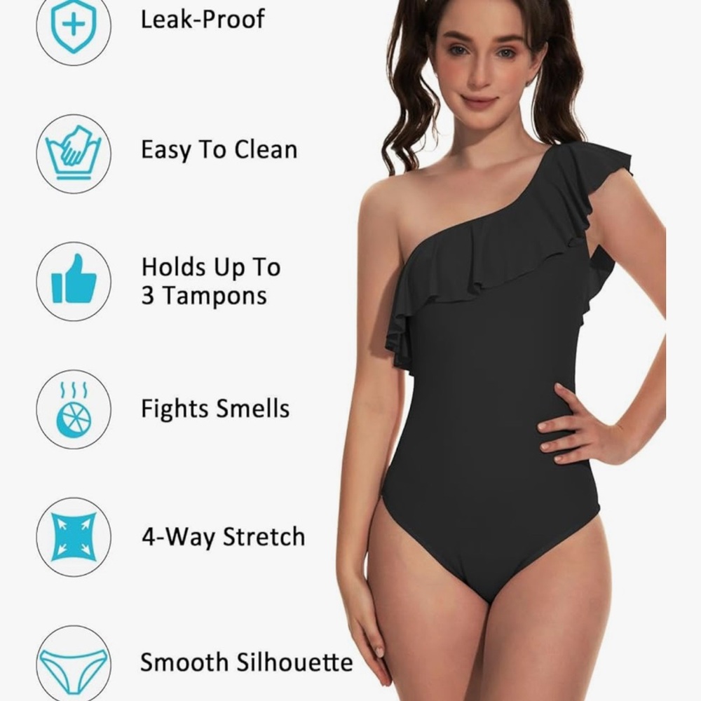 Beautikini Period Swimwear One Piece Menstrual Leakproof NWT - Picture 5 of 7